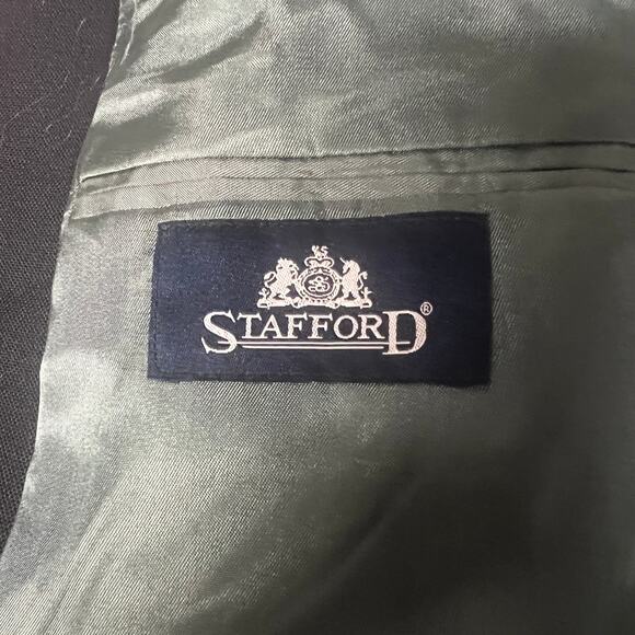 Stafford Womens Worsted Wool Blend Navy Blue Blazer Size Large - Picture 2 of 10
